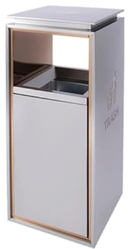 NTIYOU Botes de Basura Cubo de Basura for baño, Cubo de Basura Cuadrado Vertical Grueso de Acero Inoxidable, Cubo de Basura antihuellas, 30L/7,9 Papelera(Silver)