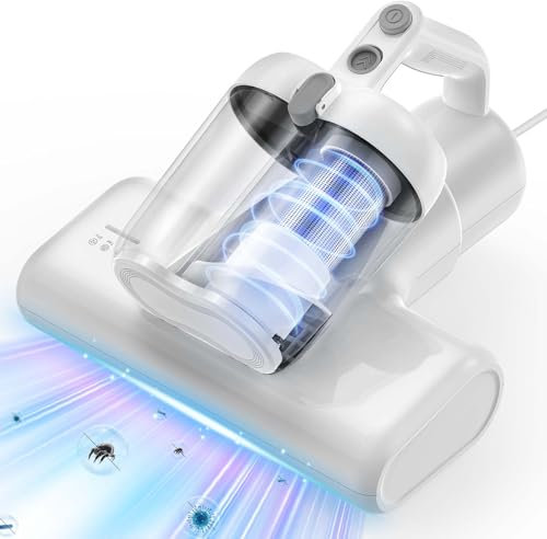 YUFAC Aspirapolvere per materassi, 16Kpa Battimaterasso Aspirapolvere antiacaro con luce UV, Aspiratore portatile per materassi da 600W (Bianco)