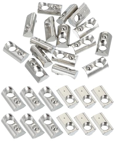 PATIKIL 3030 Series M8 t Slot Nuts, 20pcs Roll-in Spring Ball Loaded Elastic Nuts with 7.5mm Slot for Aluminum Extrusion Profile Rail 3D Printer, Silver