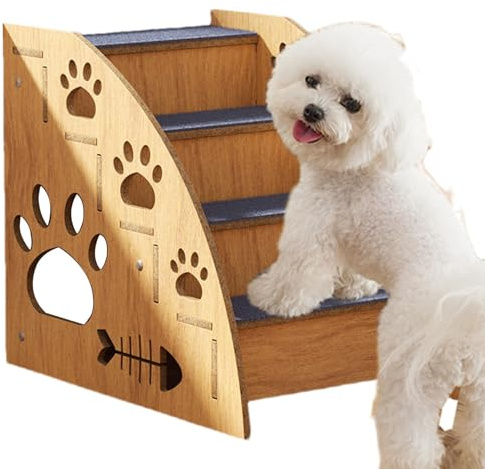Escaleras de cama para perros – Escaleras para gatos interiores, escaleras antideslizantes de madera para mascotas | Escalones de cama alta para mascotas pequeñas, medianas y grandes, escalones
