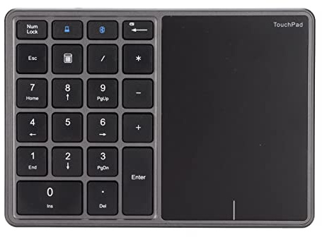 aqxreight 2 Zoll Ziffernblock Computer Touchpad 22 Tasten BT4.2 Typ C Aufladung 500 MAh Ziffernblock Schwarz (Eisengrau)