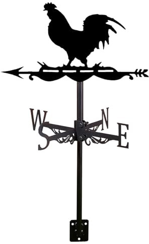 XAoSCd Banderuola A Forma di Gallo, Banderuola in Metallo per Cortile, Tetto, Giardino, Segnaletica Direzionale, Indicatori di Direzione del Vento in Ferro Battuto, Kit PE,E
