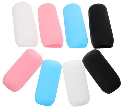 DEARMAMY 8pezzi Coperture in Silicone Per Bottiglie Viaggio Manicotti Elastici Per Contenitori Viaggio Anti-perdita e Sicuri Per Shampoo e Lozione