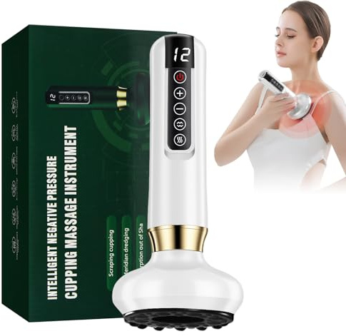 Horuili® Raspador eléctrico, raspador masajeador eléctrico, equipo Gua Sha para uso doméstico, masaje de cuerpo entero, Gua Sha, ventosas (bianco)