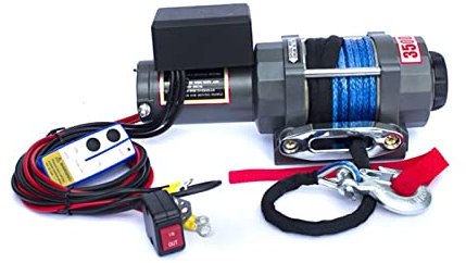 Paranco elettrico, Paranco elettrico 3500lbs Verricello elettrico 3-stadio Velocità variabile Velocità Nylon Rope Self-Rescue Trattore con telecomando wireless