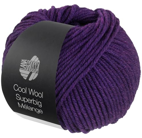 LANA GROSSA Meilenweit Superbig Melange | Extrafeine Merinowolle, waschmaschinenfest und filzfrei | Handstrickgarn aus 100% Schurwolle (extrafine) | 50g Wolle zum Stricken & Häkeln | 80m Garn FB 204