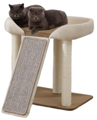 SHENGOCASE Moderner Katzenbaumturm, extra große Plattform, Couch, Schlafsofa für Maine Coon, mehrere Katzenmöbel mit Kratzbaum-Rampe, geneigt, abgewinkelt, Kratzkissen, Sisal