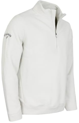 Callaway Golf SwingTech Thermo-Pullover für Herren, langärmelig, Waffelmuster, 1/4-Reißverschluss, Weißer Onyx, XL