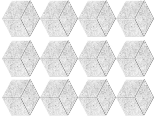 Zkydhbd Lot de 12 panneaux muraux en mousse acoustique hexagonaux insonorisants pour espaces d'étude silencieux et carreaux acoustiques adhésifs de bibliothèque