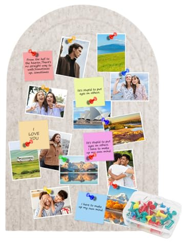 LOMUG Filz Pinnwand Groß Selbstklebend, Filzwand Dekorative Vision Board, Wandpaneele Bogenform für Fotowand Kinderzimmer Zuhause Schulen(Beige-60 x 40cm)