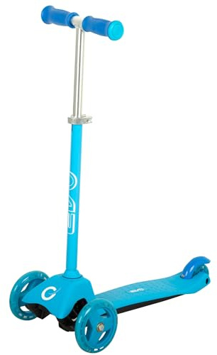 ColorBaby EVO Tretroller mit 3 Rädern, blau, Verstellbarer Lenker in 3 Höhen, rutschfeste Unterseite, Hinterbremse, Maße 59 x 25 x 62/72 cm, max. Gewicht 35 kg, Spielzeug für Kinder 2 Jahre, Roller