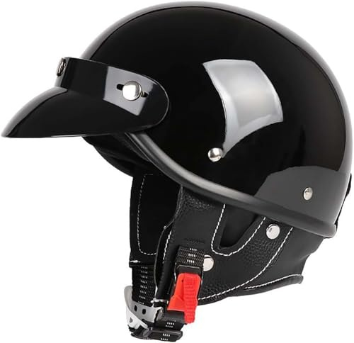 Vintage motorcykelhjälm retro halvhjälm för vuxna män och kvinnor öppet ansikte ECE-godkänd skoter street touring biker cykel A, XL60-61 cm