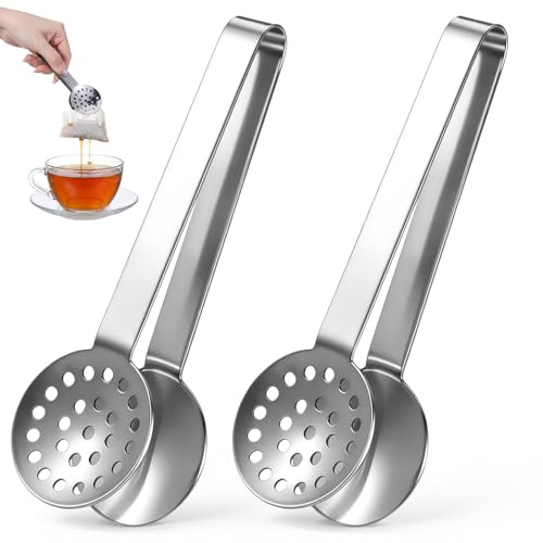 2 Pack Tea Tongs, Tea Bag Squeezer, TeaAccessories for Tea-Lovers, Stainless Steel, Durable Strainer Gripper, Ergonomic Dispenser Accessories for Teadrinkers