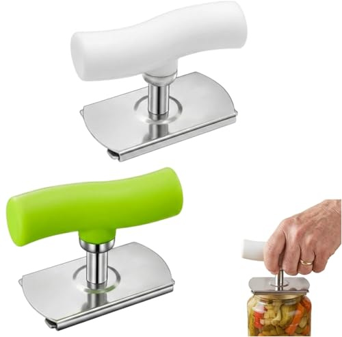 2 Stück Dosenöffner, Dosenöffner Senioren, Glasöffner Schraubdeckelöffner, Deckelöffner für Schraubgläser, Manueller Öffner, in Weiß und Grün