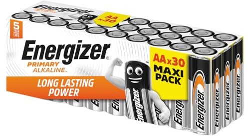 Energizer AA Batterien 30 Stück Alkaline 1,5V Vorratspack Langlebig für Haushalt Büro Spielzeug Fernbedienung