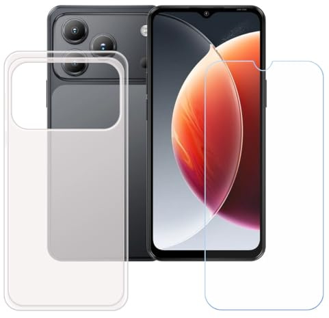 BMPNLSZ Funda para Blackview Wave 7C Screen Protector, Translúcido Suave Silicona TPU Canica Carcasa Caso Case + Cristal Templado Film Vidrio (6,56)