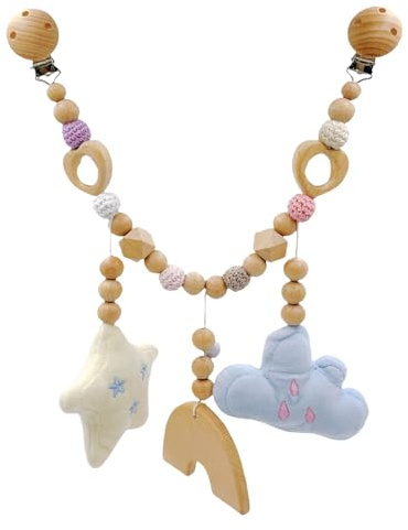 Ueiwffzo Kinderwagen Kette für Babys, Regenbogen Elefant Kinderwagen Kinderwagenkette Anhänger Baby Mobiles Kinderwagen Hängespielzeug für Babys Junge Mädchen (Wolken)