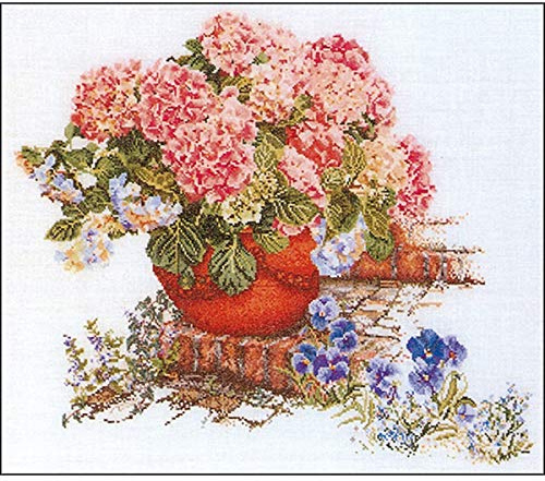 2078a Hydrangea & Pansies Aida Cross Stitch Kit
