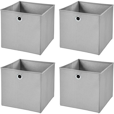 StickandShine 4er Set Hellgrau Faltbox 32 x 32 x 32 cm Aufbewahrungsbox faltbar