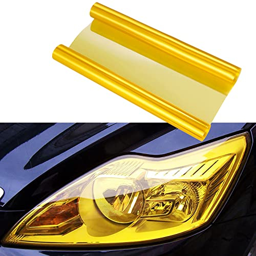 NewL - Pellicola autoadesiva Oscurante per Faro antinebbia Posteriore Auto, Rivestimento Adesivo Effetto fumè in Vinile per fendinebbia Posteriore - 30,5 x 122 cm (Giallo)