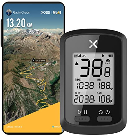 XOSS G+ GPS Bike Computer, Bluetooth ANT+ Cycling Computer, Wireless Bicycle Speedometer Odometer with LCD Display, Waterproof MTB Tracker Fits All Bikes Electric Bike (XOSS APP Support)