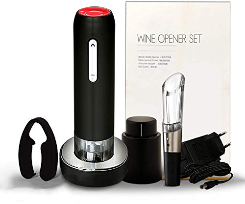 LTLWSH Sacacorchos Electrico, Abrelatas Electrico Profesional,inalámbrico,con Cortador de cápsulas y Base de Recarga,El Regalo Ideal para los Amantes del Vino y la enología,B