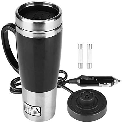 Auto Elektrische Heizung Becher 12 V 50 Watt, Keenso Edelstahl Elektrische Heizung Reise Wasserkocher Tasse Wasser Heizflasche für Wasser Tee Kaffee Milch 450 ML(12V)