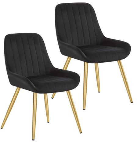 Lestarain 2-delad matstol, retro köksstol, vardagsrumsstol, sammetssits, retrostol med metallben, besöksstol, stol för matsal, vardagsrum, kök, svart