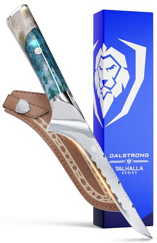 Dalstrong Boning Knife - 6 inch - Valhalla Series - 9CR18MOV HC Steel - Celestial Resin & Wood Handle Gift Knife - Fillet, Meat Cutting, Carving, Bone, Trimming, Deboning - Leather Sheath
