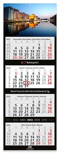 4-Monatskalender 2026 RUHRPOTT RUHRGEBIET - Wandkalender 33 x 90 cm Großformat - Bürokalender mit tollem Bildmotiv - Geschenk für Ruhrpott-Fans - Made in Germany by Geiger-Office