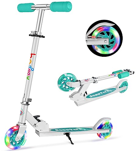 BELEEV V1 Roller Kinder 2 Räder, Klappbar Kinderroller für Mädchen Jungen, Tretroller mit LED Leuchtende Räder, 3 Höhenverstellbare, Ständer, Scooter for Kinder ab 3-12 Jahre