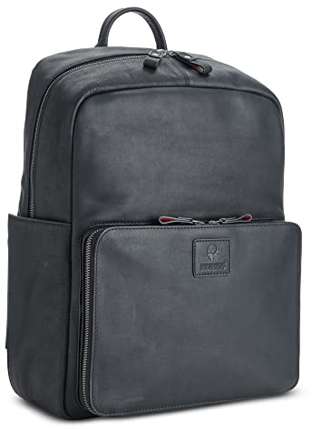 DONBOLSO Sac a Dos Tokyo | Sac à Dos pour Ordinateur Portable pour Homme et Femme | Sac à Dos en Cuir pour le Voyage, le Bureau, Université | 20 Litre | Vintage Noir