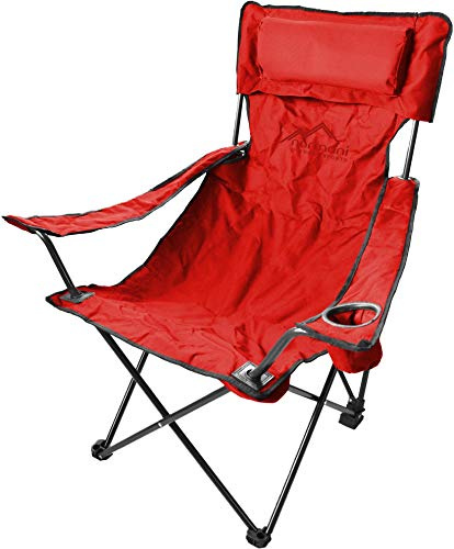 normani Campingstuhl Faltstuhl Klappstuhl Anglerstuhl Getränkehalter Stuhl Gartenstuhl für den Sommer Deluxe/Rot Einheitsgröße