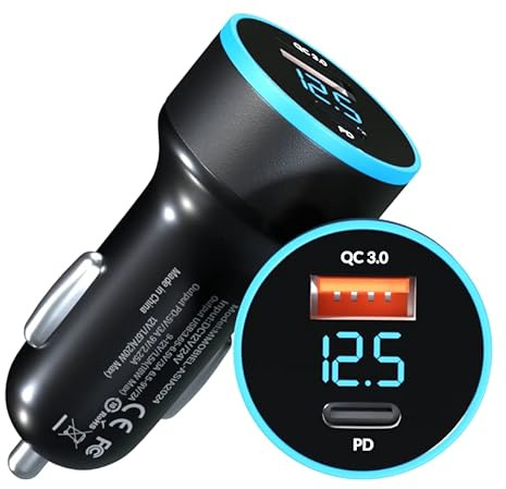 MMOBIEL Cargador de Coche - Doble USB Adaptador para mechero - Compatible con iPhone iPhone 16/15/14/13/12/11/ iPad/Samsung Galaxy S25/S24/S23/S22/S21 y más - USB C/USB A - 48W