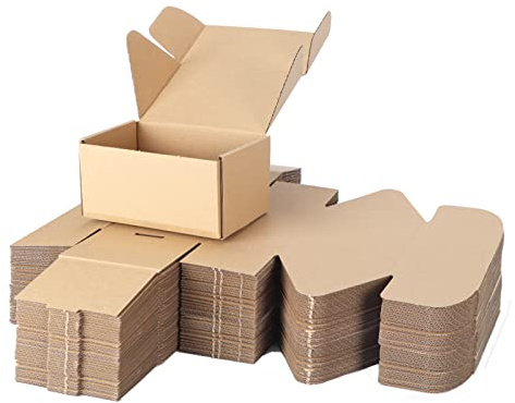 PHAREGE 6x4x3 inch Shipping Boxes Bulk 50 Pack Brown, Tab Lock Tuck Top Mailer Boxes for Packaging Small Business, Small Cardboard Gift Boxes for Wrapping Mailing Present
