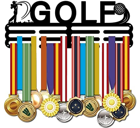 SUPERDANT Golf Medaillen Aufhänger Medaillen Aufhänger Golfen Schwarz Robuste Medaillenständer Aus Stahl Über 60 Medaillen Ausstellungsregal Wandmontierte Medaillen Aufhänger Für Bänder Lanyards