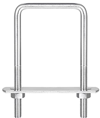 sourcing map Pernos en U cuadrados, 2 juegos 47 mm (1,85 ) Ancho interior 90 mm Longitud M6 304 Perno de abrazadera en U de acero inoxidable con tuercas y placas, para remolque de barco