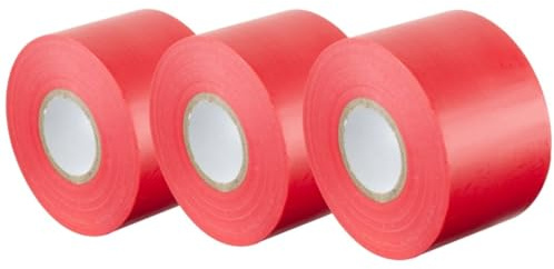 Gocableties - Cinta aislante eléctrica roja 50 mm x 33 m 3 Rollos | Autoadhesiva y resistente al calor - Para proteger, agrupar y reparar cables eléctricos