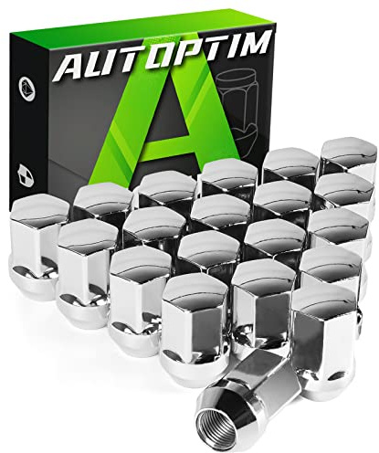 AUTOPTIM 9/16-18 OEM Lug Nuts - Replacement for 2002-2010 Dodge Ram 1500, 2006-2010 Dodge Dakota, 2004-2009 Dodge Durango, 20PCS, 7/8 Hex, Chrome Conical Seat, Closed End Style Factory Lug Nut