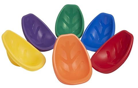 ECR4Kids Plastic Leaf Scoop Floor Rocker Seat, Classroom Furniture, Primary, 6-Piece