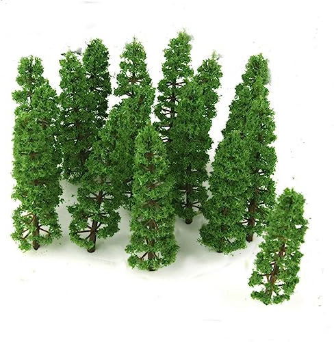 Veemoon 20 Stück Modell Tannenbaum Kunststoff 1:100 Kleiner Tannenbaum Modellbahn Landschaftsdekor 9cm Grün