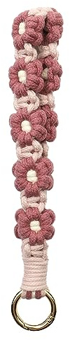 AOKSUNOVA Schlüsselanhänger Kurz Frau Schlüsselband Makramee | Baumwollschnur, Gesamtlänge ca. 18 cm, für Schlüssel, Taschen und kleine Alltagsgegenstände
