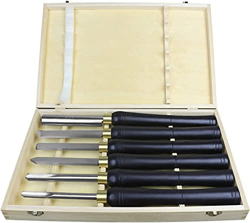 Samnuerly Juego de Caja de Madera con cincel Giratorio, cincel Giratorio para Cortar, gubia para tallar, cincel Giratorio, Herramientas de torneado para tornear Madera Dura (Juego de 6 Piezas)