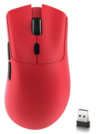 MAMBASNAKE × Attack Shark R1 59 g leichte kabellose Tri-Mode-Gaming-Maus, 2,4G/Bluetooth/Kabelverbindung, 5 programmierbare Tasten, 6 einstellbare DPI bis zu 18000, PixArt PAW3311– Rot