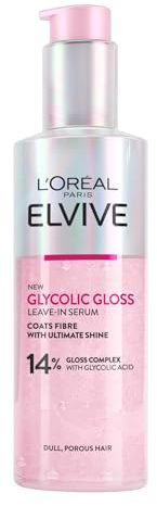 L'Oreal Paris Elvive Glycolic Gloss Leave-In Serum, With Gloss Complex and Glycolic Acid, Fills and Seals Hair Fibres, For Long-lasting Smooth & Shiny Hair, Ideal for Dull Hair, 150ml