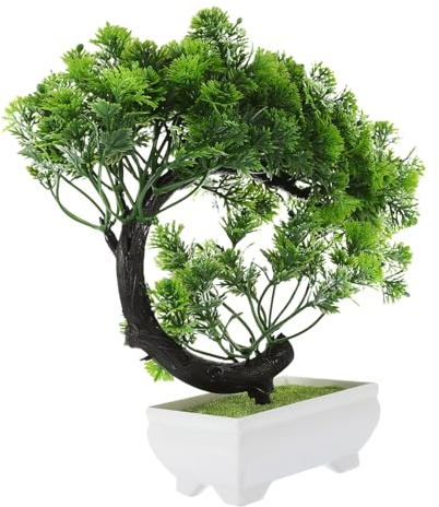 TOPBATHY Künstlicher Bonsai Baum im Topf, 1 Stück, Kunststoff, Grün