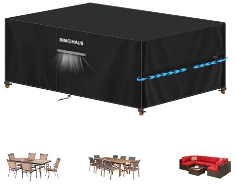 SIMPHAUS Överdrag för trädgårdsmöbler, vattentätt skyddsöverdrag för loungemöbler, sittgrupp, presenning för trädgårdsbord, utemöbler och trädgårdslounge, 420D oxfordtyg som skyddar mot UV-strålar,