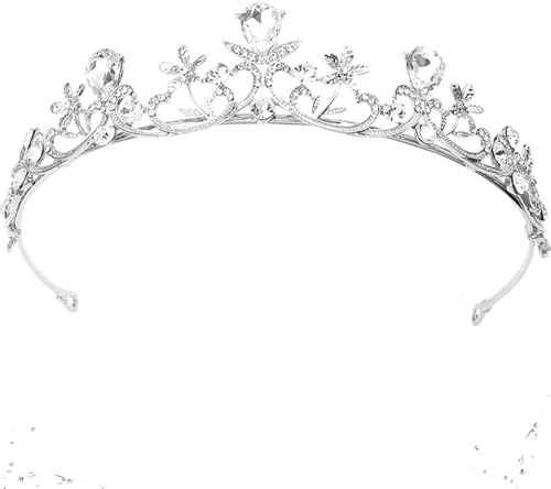Oneroomone Wedding Tiara, Wedding Bridal Crystal Tiara, Rhinestone Hair Crown, für Hochzeitskopfschmuck, Tanzparty, Geburtstagszubehör, Alltagskleidung (Silber)