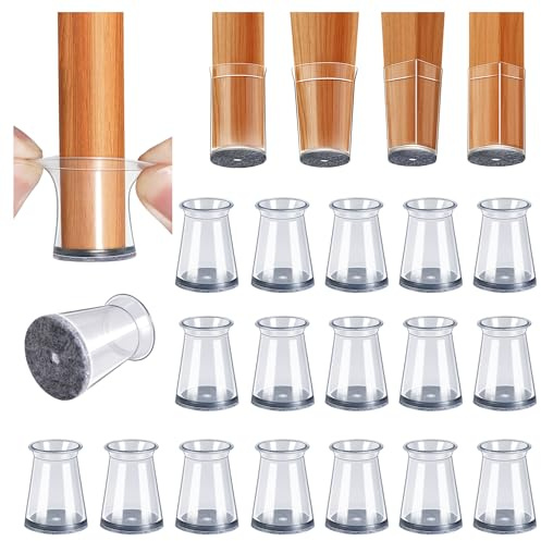 32 Stück Stuhlbeinkappen,Extra Klein Silikon Schutzkappen für Stuhlbeine mit Filz, klare Rund Stuhlbeinschoner, Stuhlbein-Bodenschoner Keine Kratzer 13-23 mm