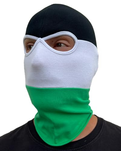 PGWEAR Sturmhaube in schwarz weiß grün gestreift I Maske Balaclava Beanie Einheitsgröße I Ultras Hooligans Ski Motorrad